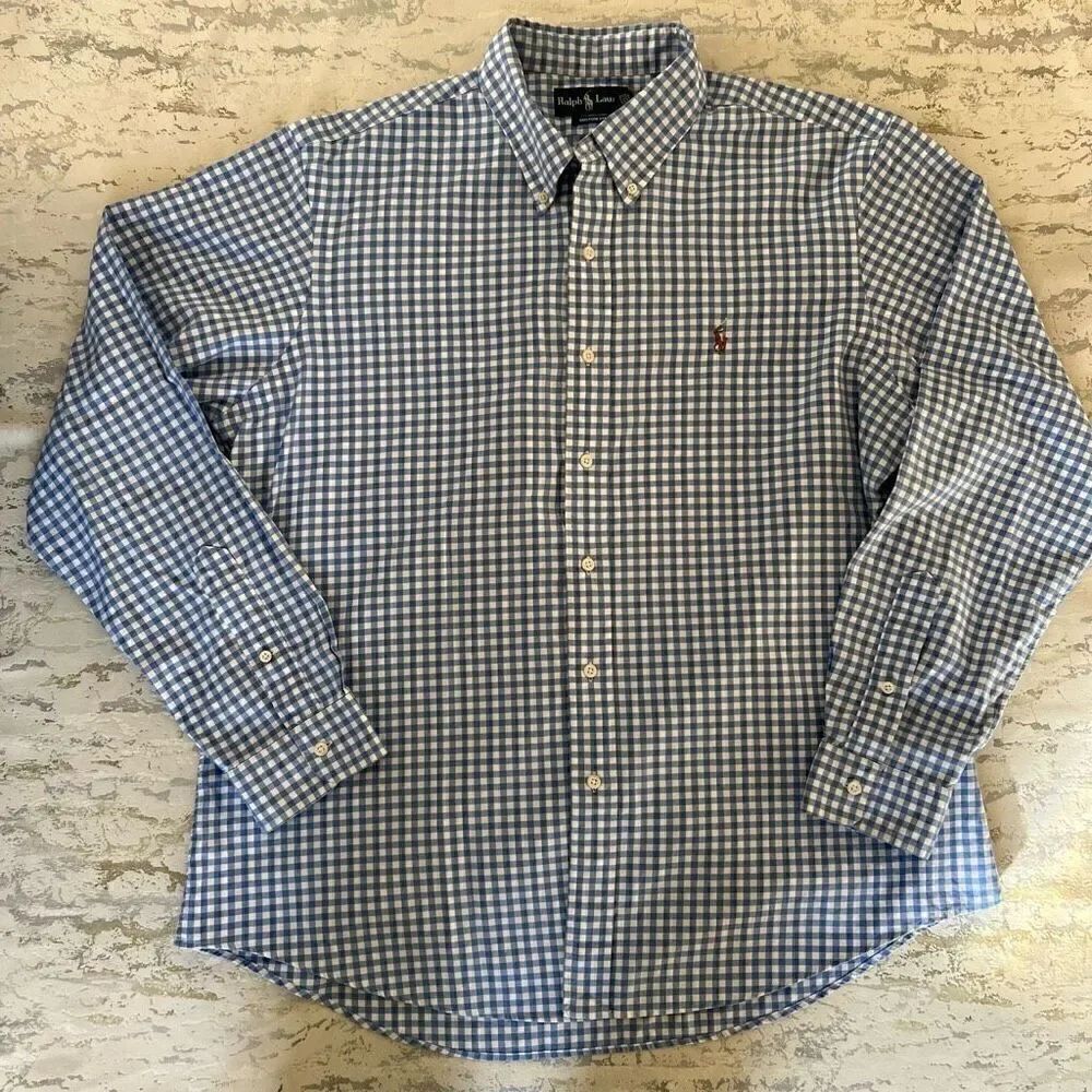 Ralph Lauren Custom Fit Gingham Oxford button down